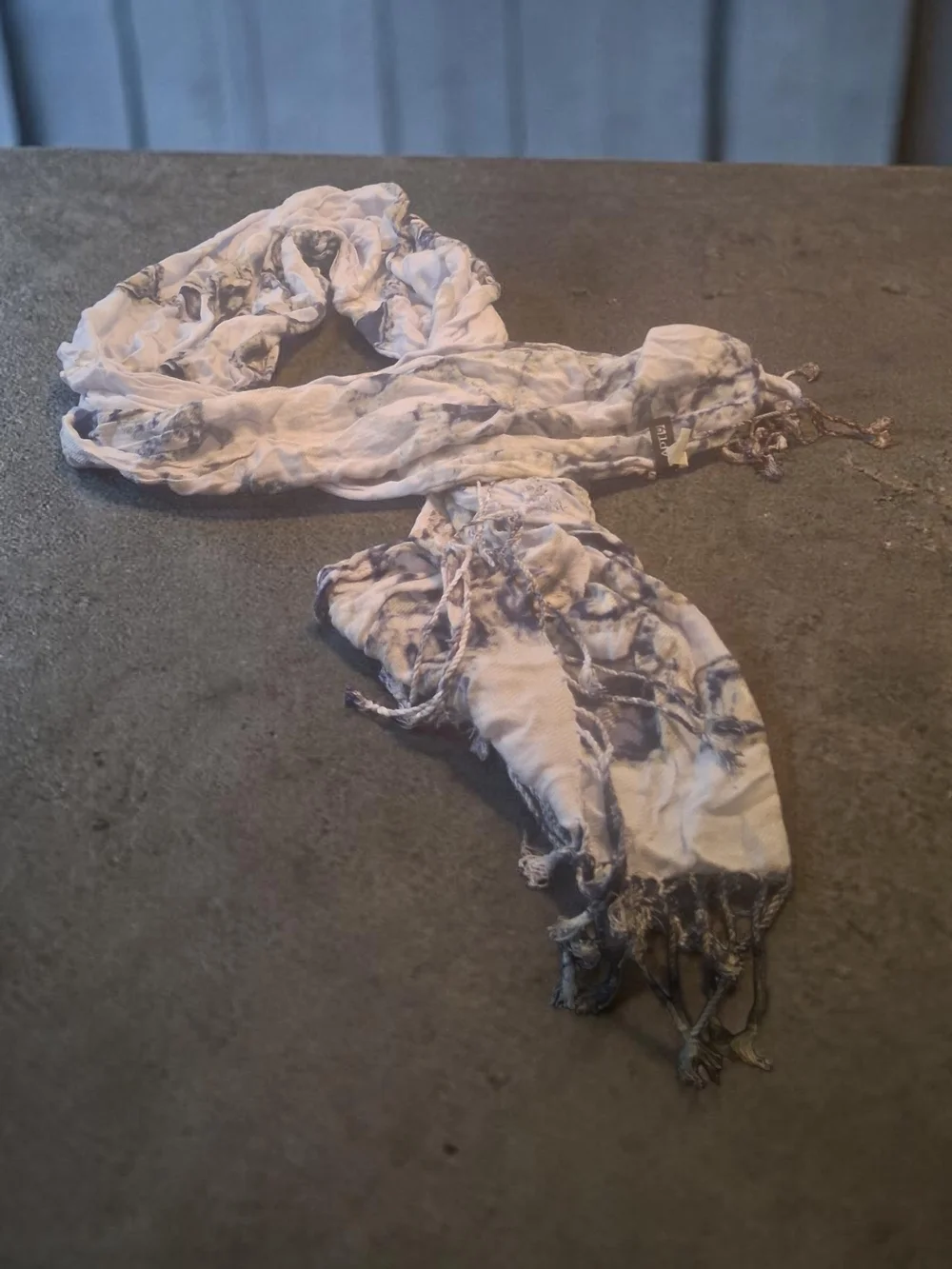 Apt. 9 White and BlueTie-Dye Fringe Scarf